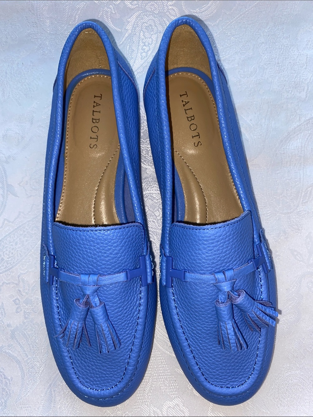 Talbots JESSIE TASSEL PEBBLE LEATHER DRIVING MOCCASINS, NWOT, sz. 7.5i